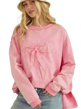 640:  SAGE + FIG NWT LIGHTWEIGHT SWEATSHIRT CANDY PINK (H4)